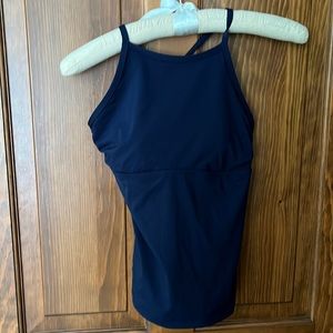 Navy , NWOT, high neck halter tankini